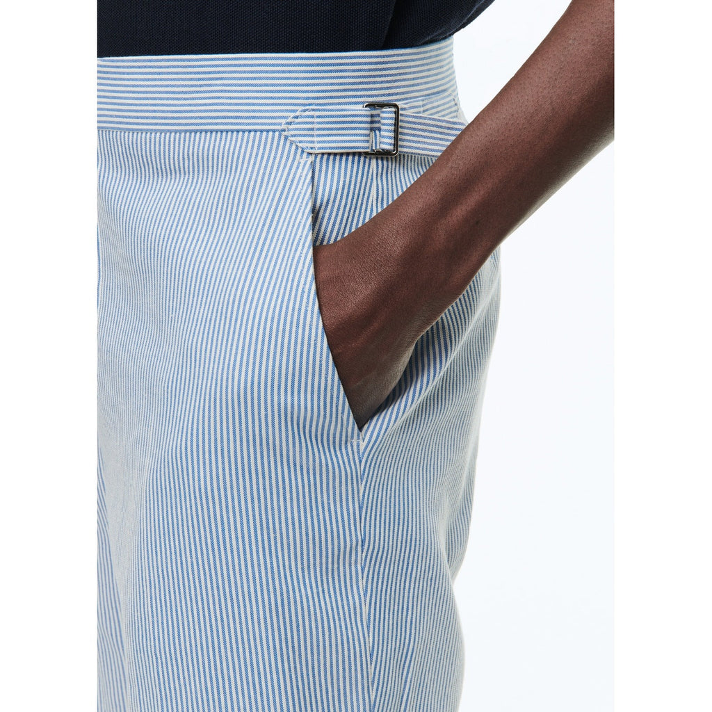 Fursac - Pantalon En Coton À Rayures - Rayures Blanches Et Bleu Ciel