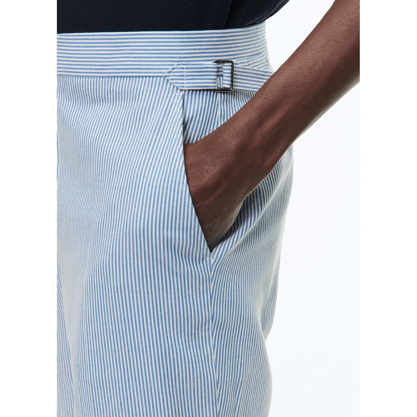 Fursac - Pantalon En Coton À Rayures - Rayures Blanches Et Bleu Ciel