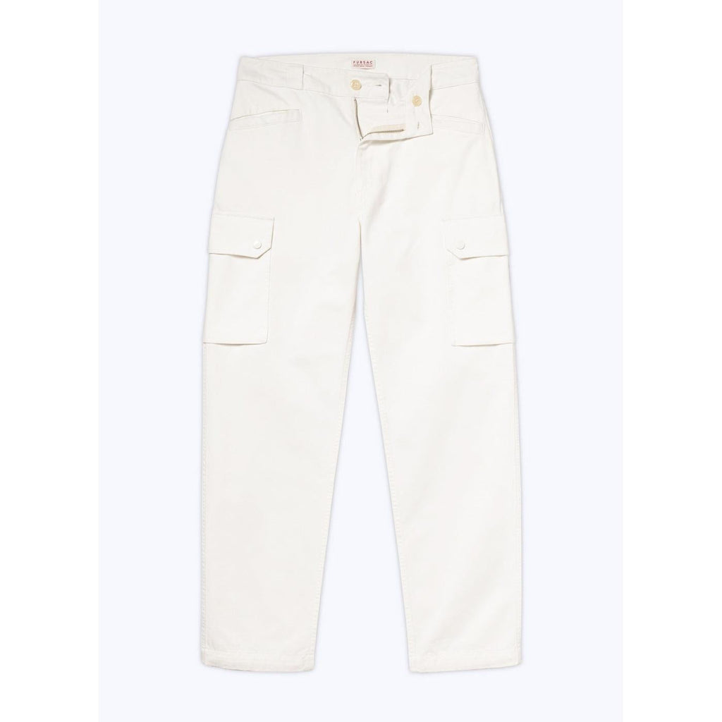 Multi-Pocket Cotton Cargo Pants - White
