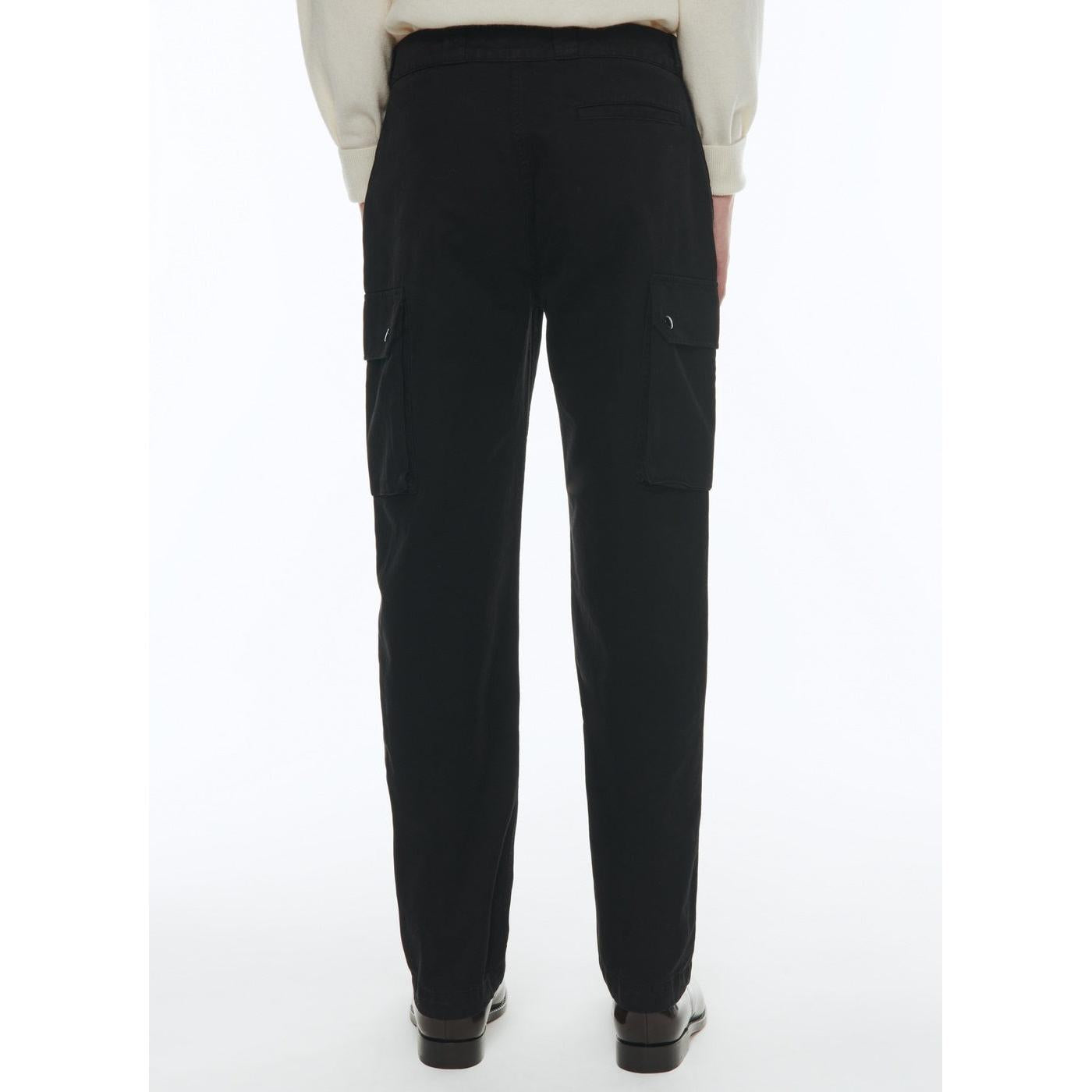 Multi-Pocket Cotton Cargo Pants - Black
