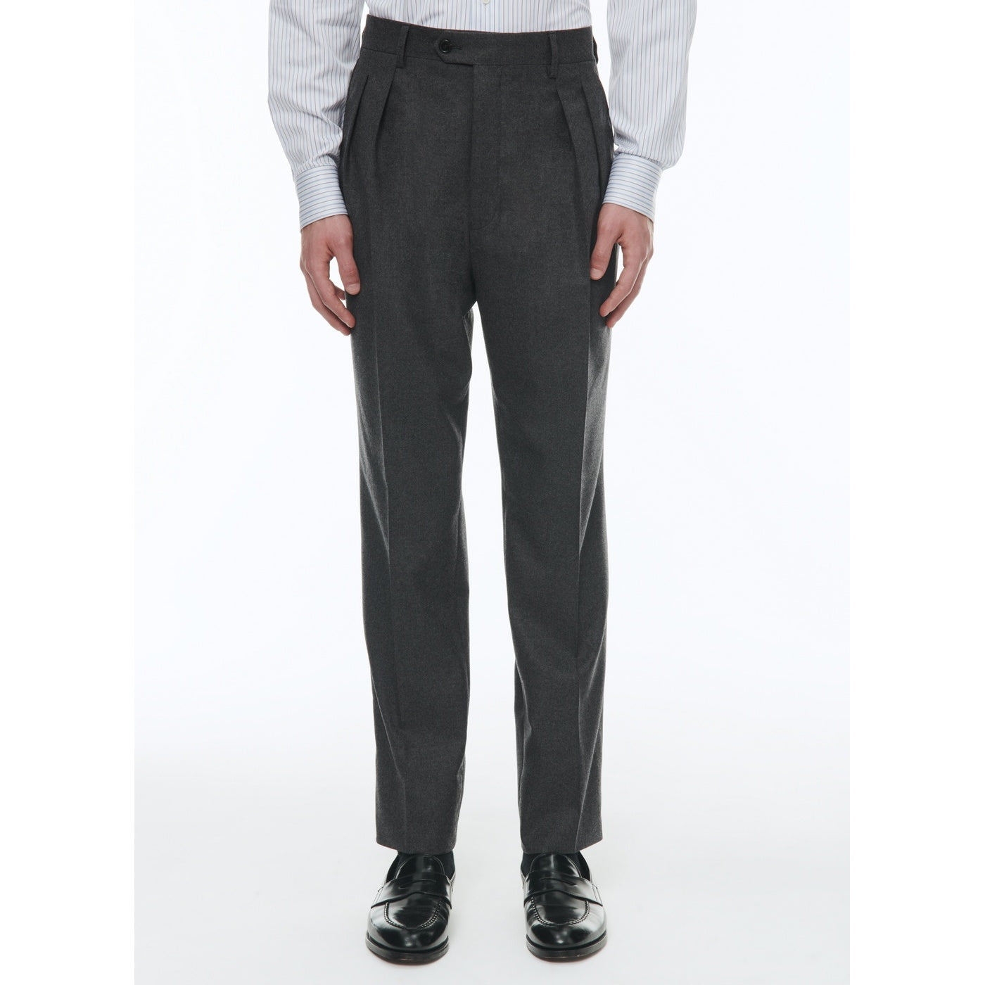 Fursac - Pantalón Recto de Franela de Lana - Gris