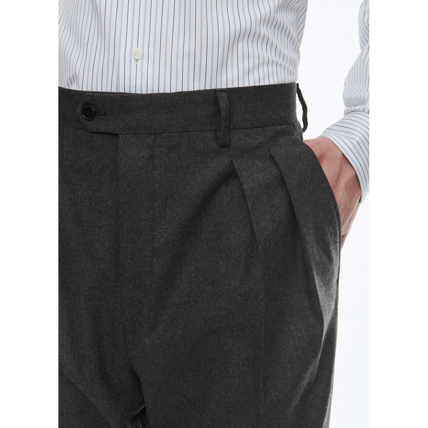 Fursac - Pantalón Recto de Franela de Lana - Gris