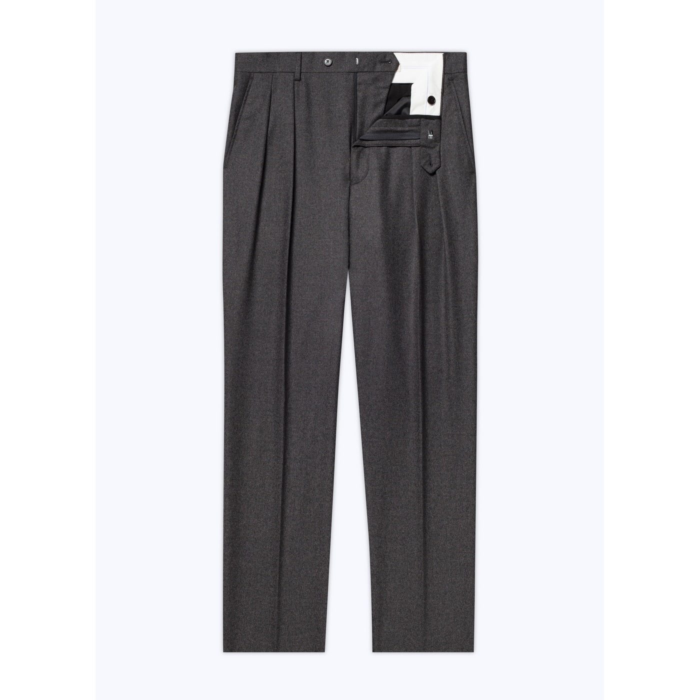 Fursac - Pantalón Recto de Franela de Lana - Gris