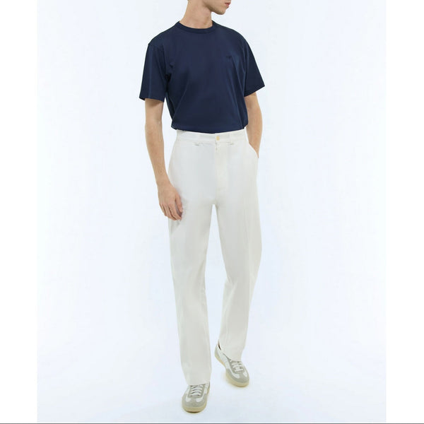 Chino Droit En Serge De Coton - Blanc