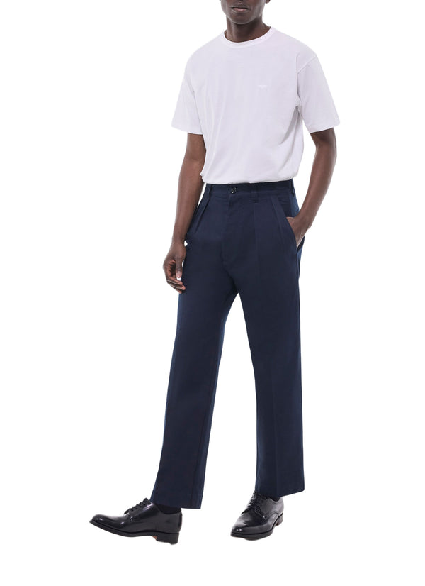 Pleated Lightweight Chinos - Navy