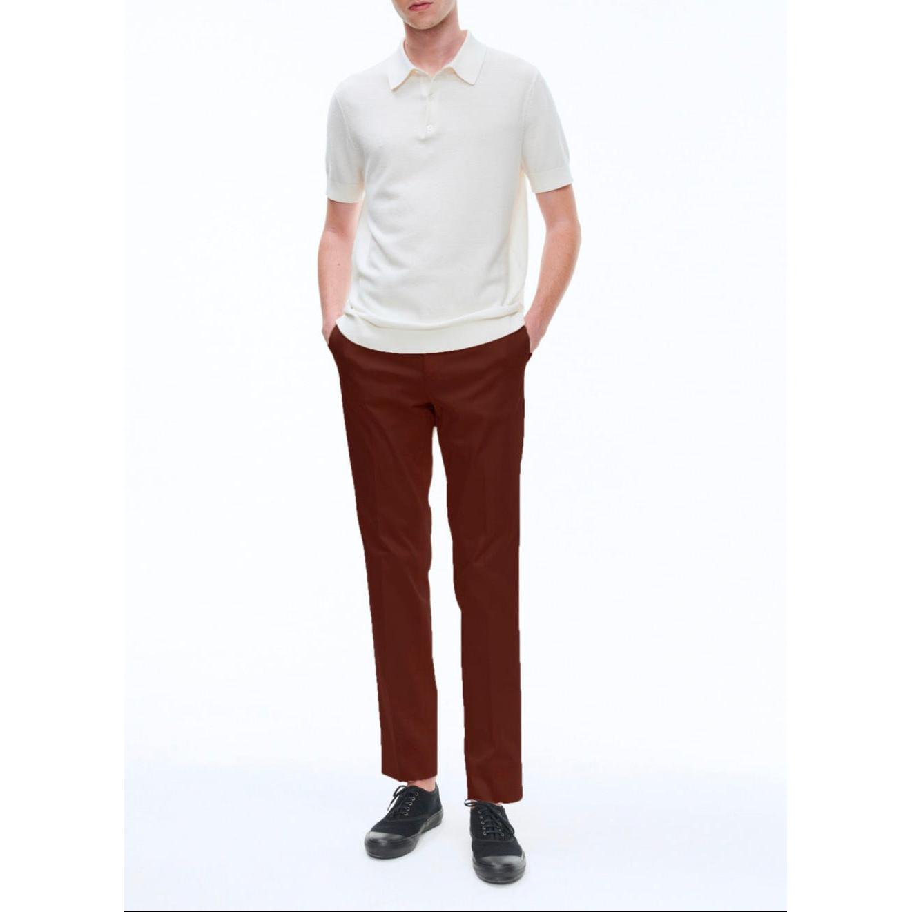 Fursac - Pantalon Chino En Serge De Coton - Brique