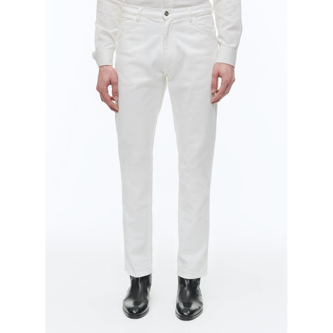 Fursac - Pantalon 5 Poches En Serge De Coton - Blanc