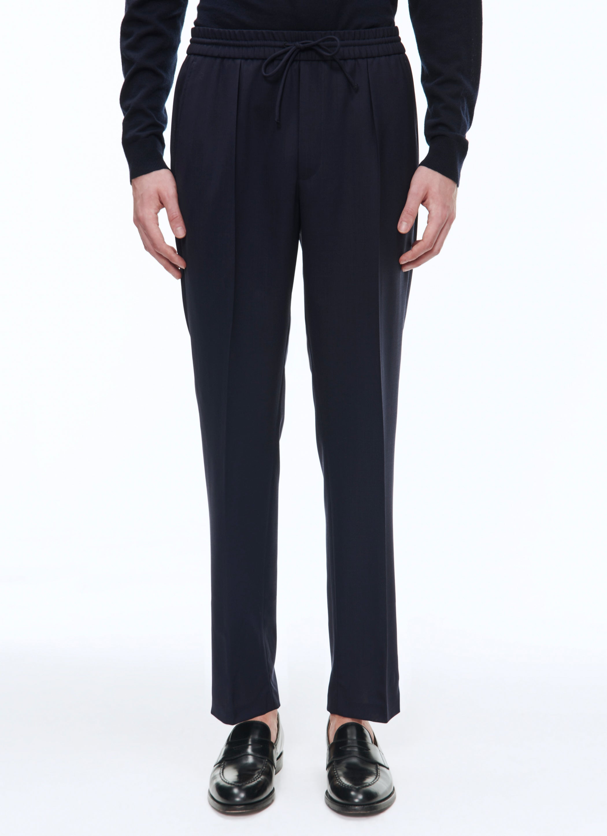 Fursac - Elasticated Wool Canvas Trousers - Carbon Blue - Men