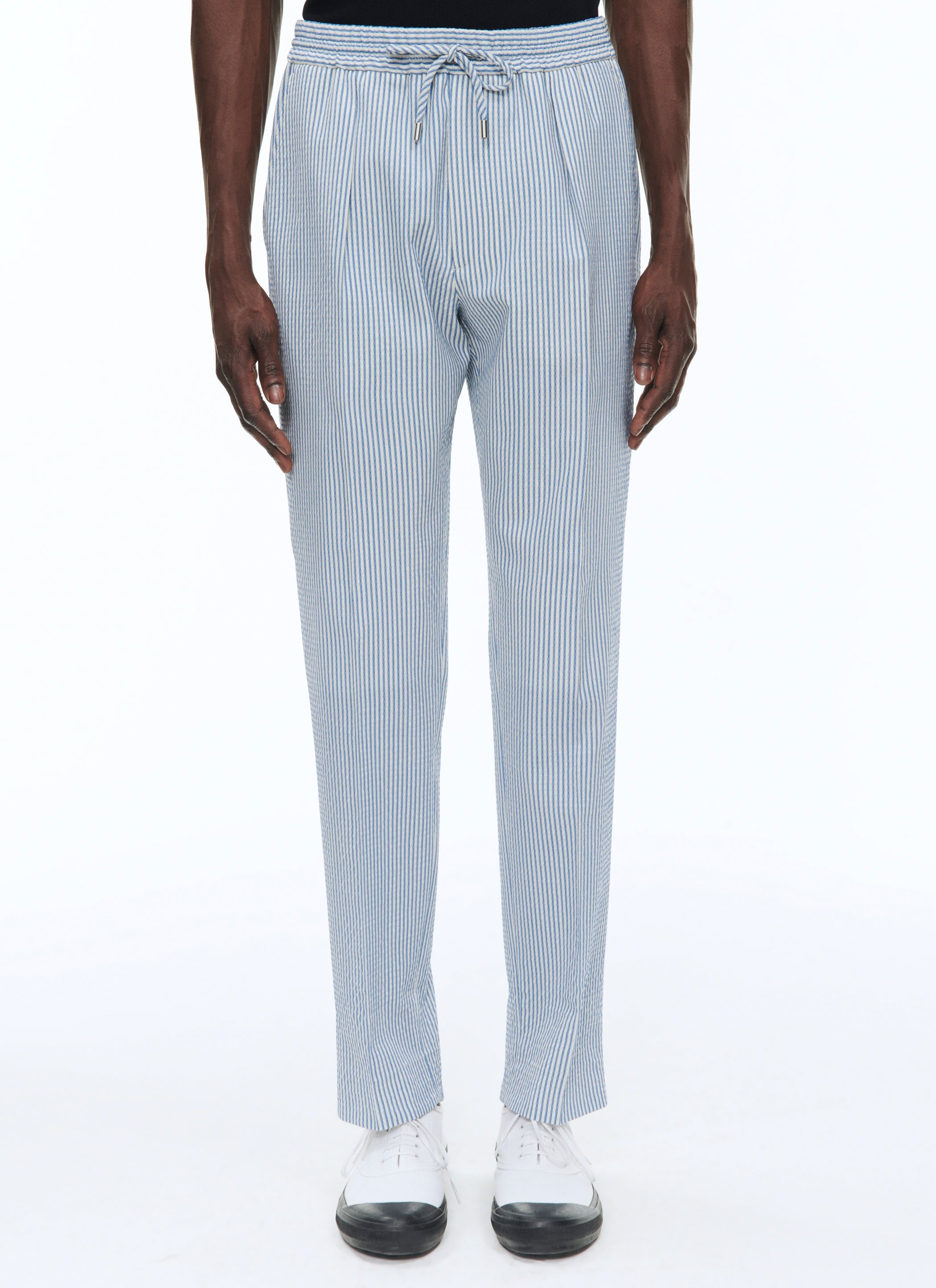 Fursac - Elasticated Wool Seersucker Trousers - Sapphire - Men