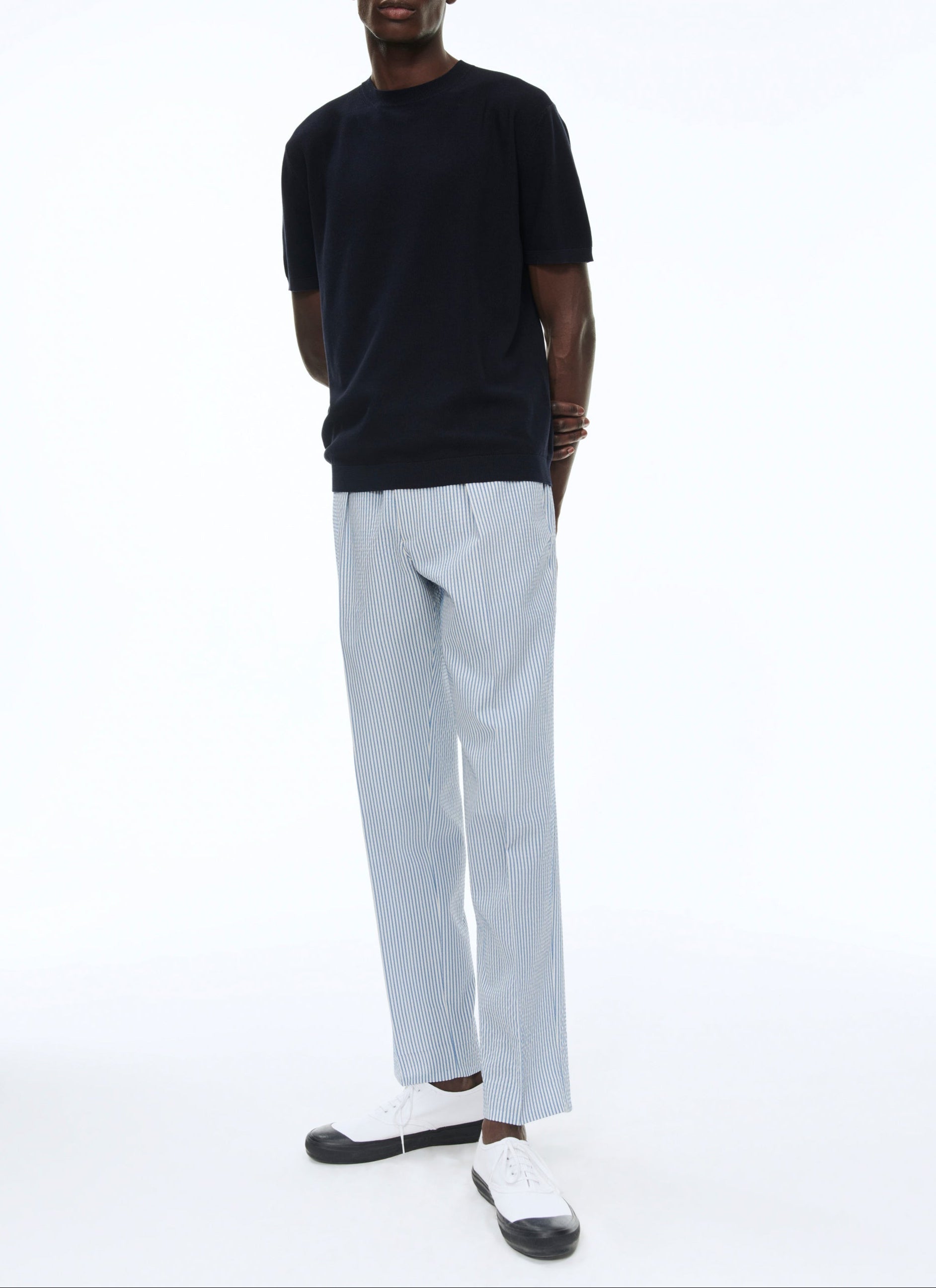 Fursac - Elasticated Wool Seersucker Trousers - Sapphire - Men