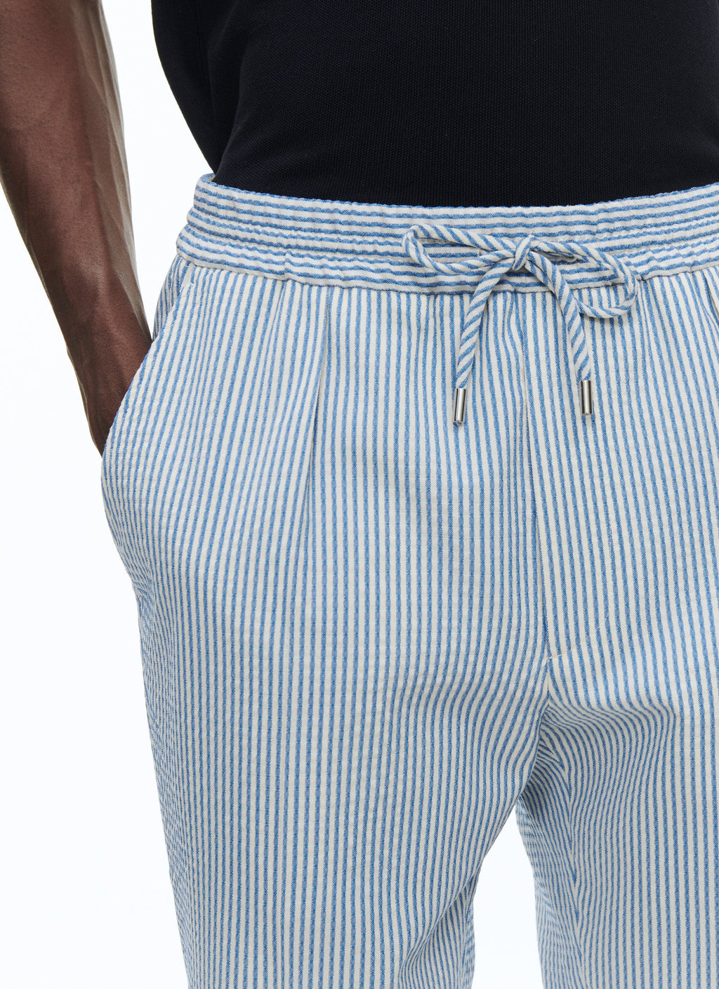 Fursac - Elasticated Wool Seersucker Trousers - Sapphire - Men