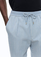Fursac - Elasticated Wool Seersucker Trousers - Sapphire - Men