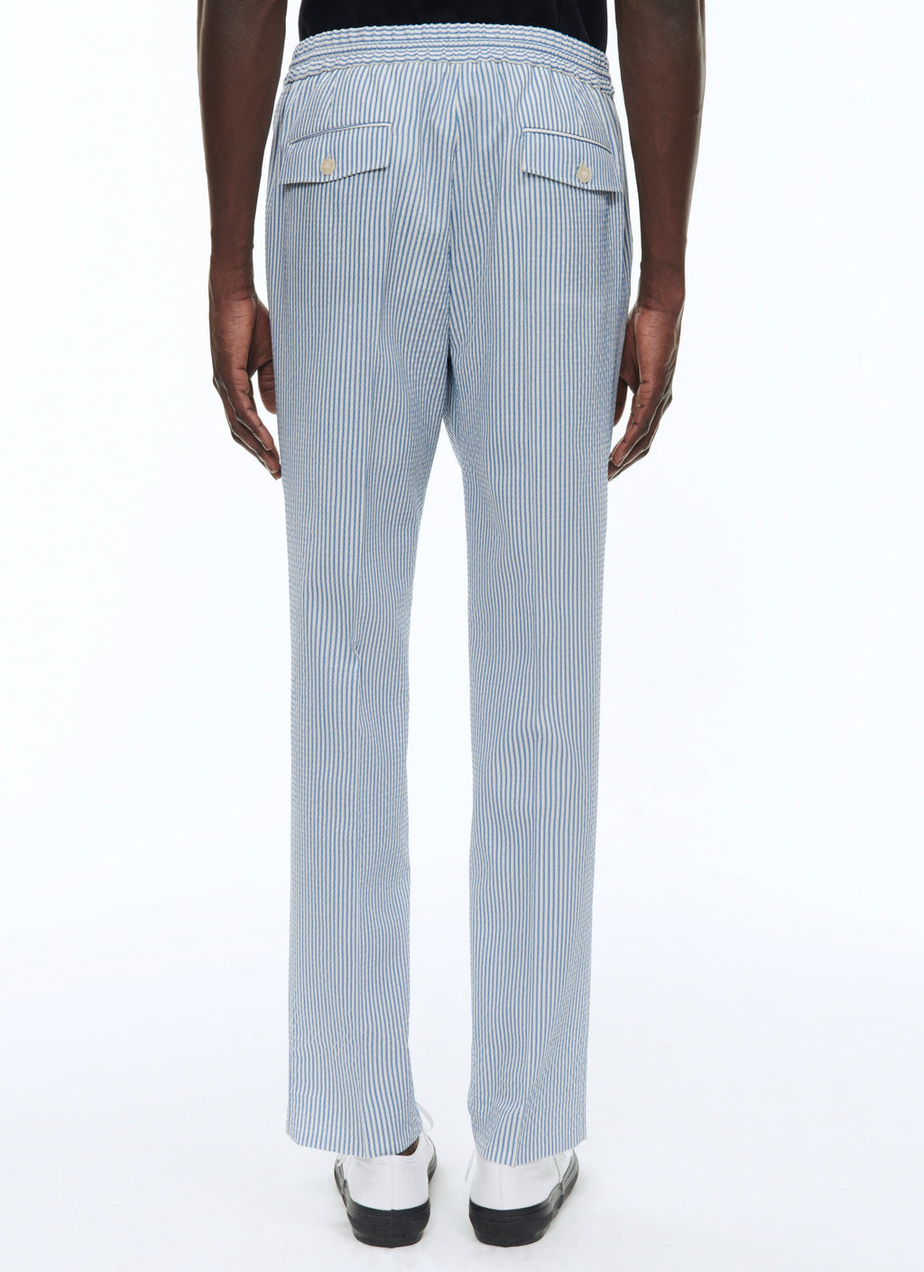 Fursac - Elasticated Wool Seersucker Trousers - Sapphire - Men