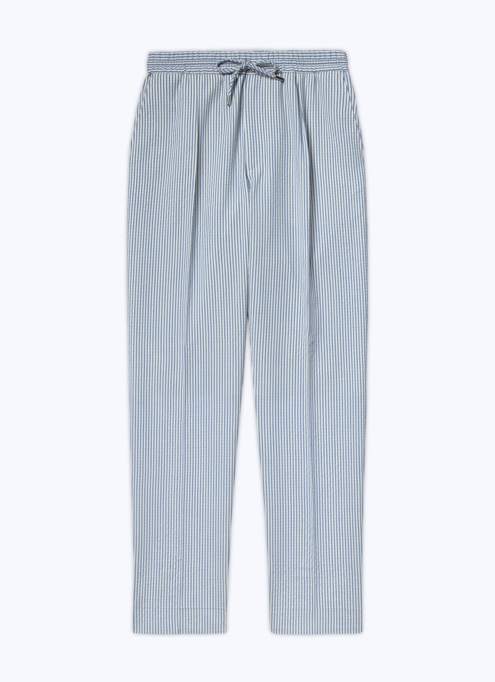 Fursac - Elasticated Wool Seersucker Trousers - Sapphire - Men