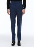 Fursac - Pantalon De Costume En Laine Bleue À Micro Dessin - Saphir - Homme