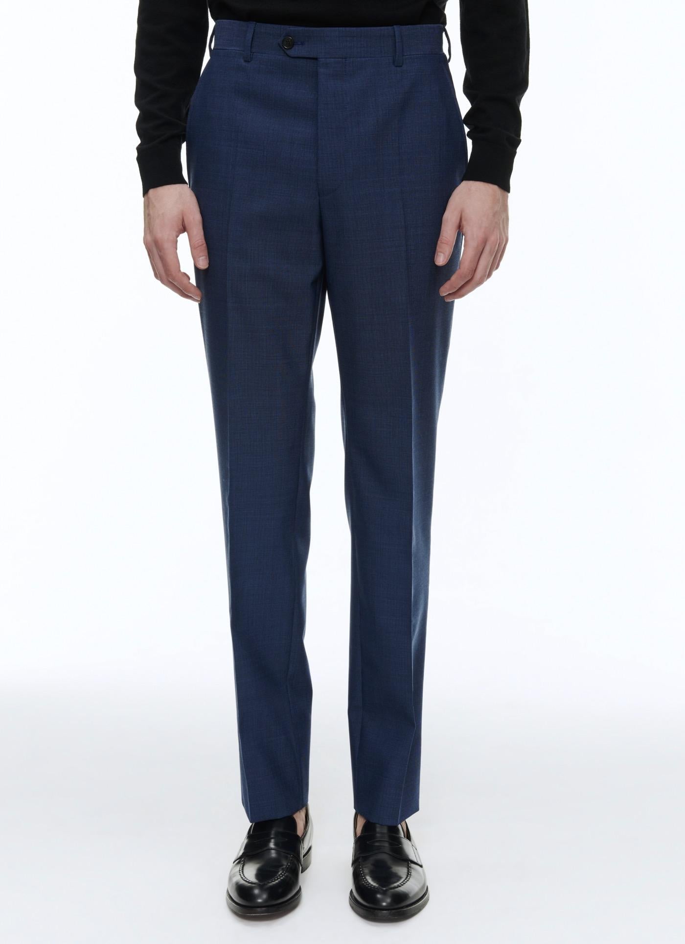 Fursac - Pantalon De Costume En Laine Bleue À Micro Dessin - Saphir - Homme
