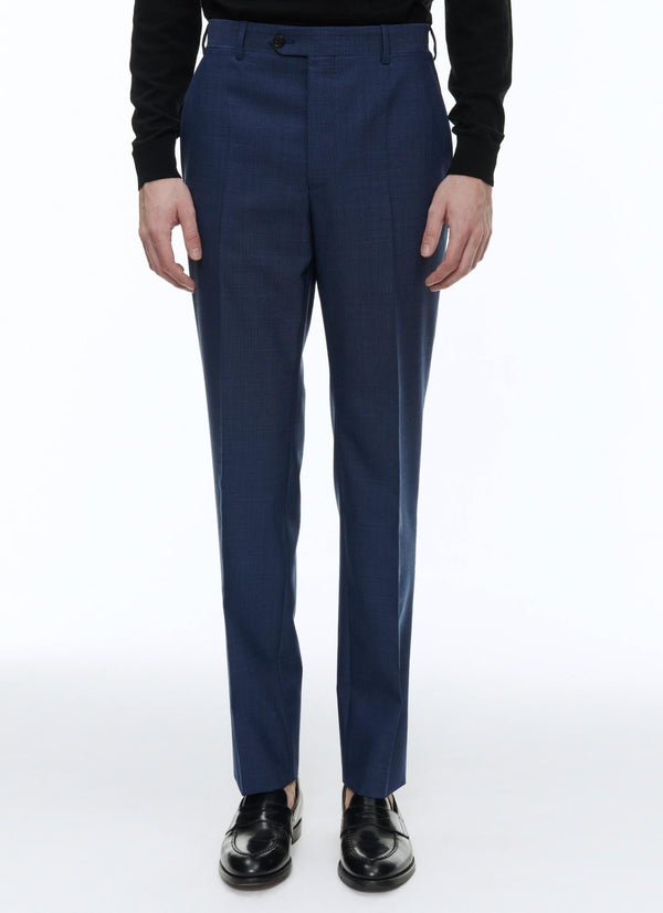 Fursac - Blue Wool Suit Trousers With Micro Design - Sapphire - Men