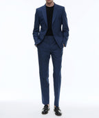 Fursac - Pantalon De Costume En Laine Bleue À Micro Dessin - Saphir - Homme