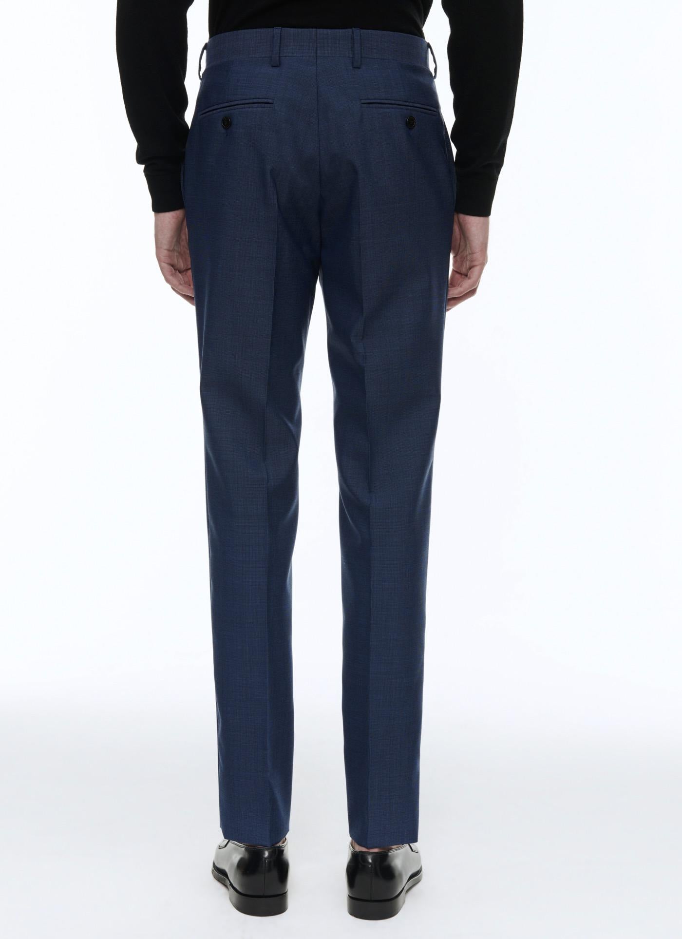 Fursac - Pantalon De Costume En Laine Bleue À Micro Dessin - Saphir - Homme