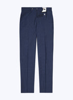 Fursac - Pantalon De Costume En Laine Bleue À Micro Dessin - Saphir - Homme