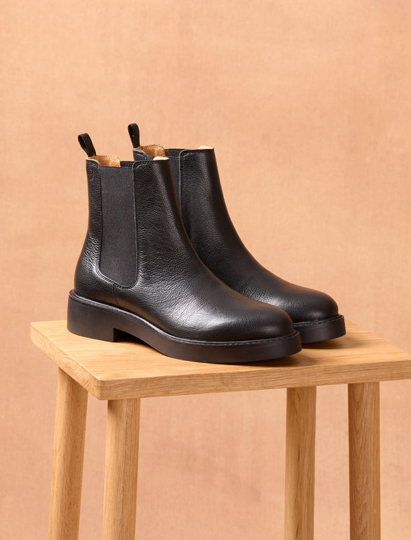 Bottines Romane - Noir Grainé - Femme