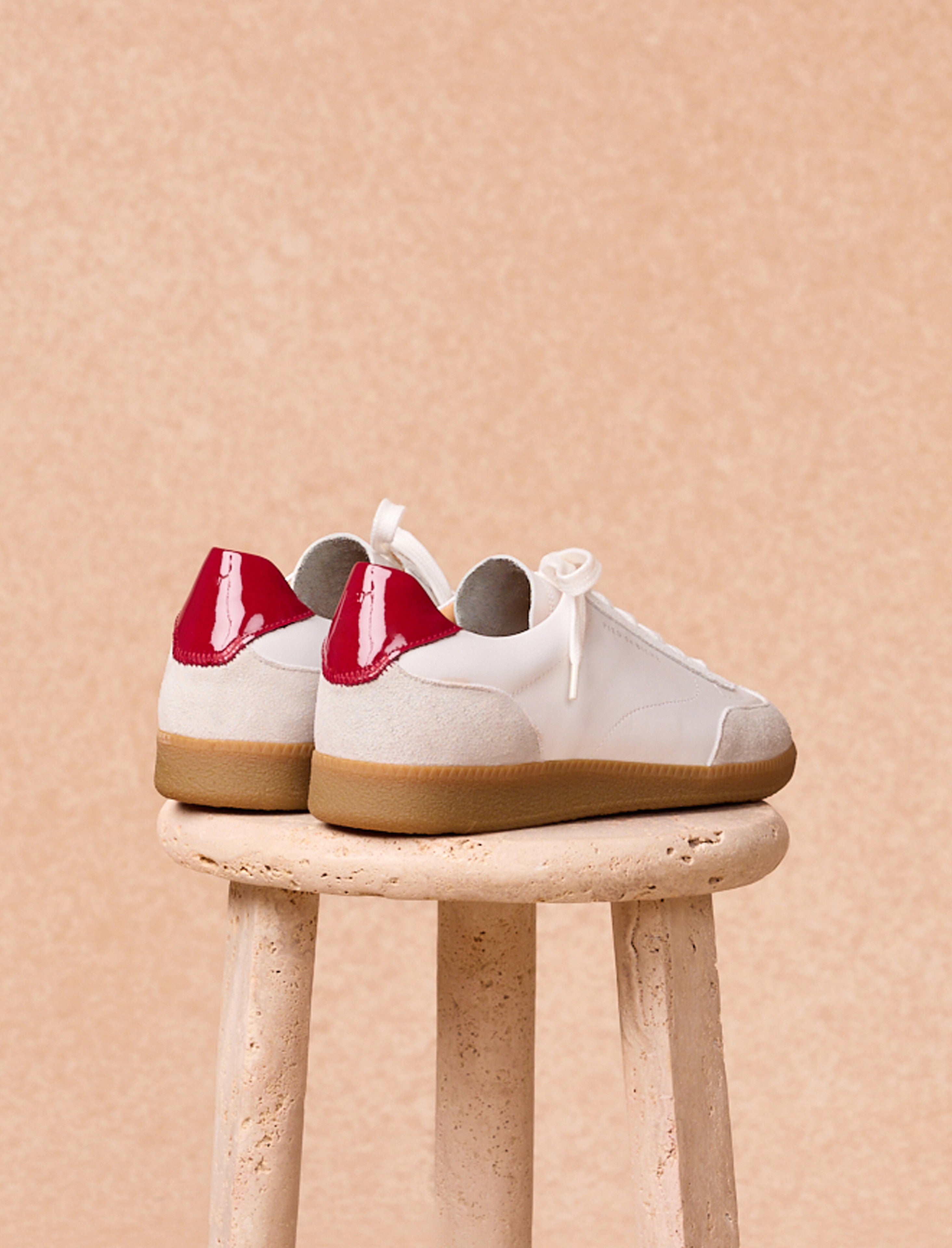 Sneakers Con Cordones Sacha Rojo Charolado - Mujer