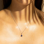 "Courtesy" Pendant, Diamond 0.09/24, Sapphire 0.6 - White Gold