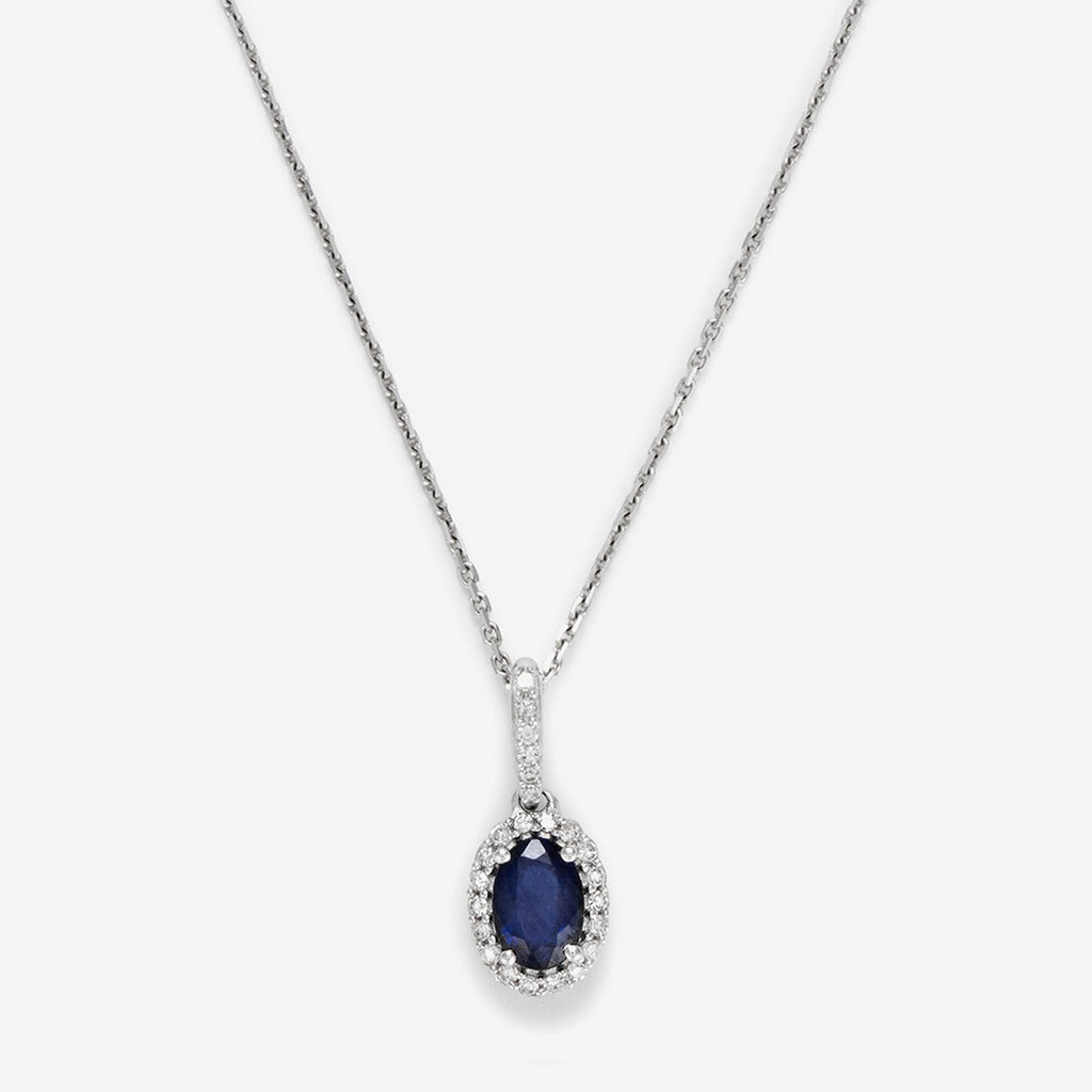 "Courtesy" Pendant, Diamond 0.09/24, Sapphire 0.6 - White Gold