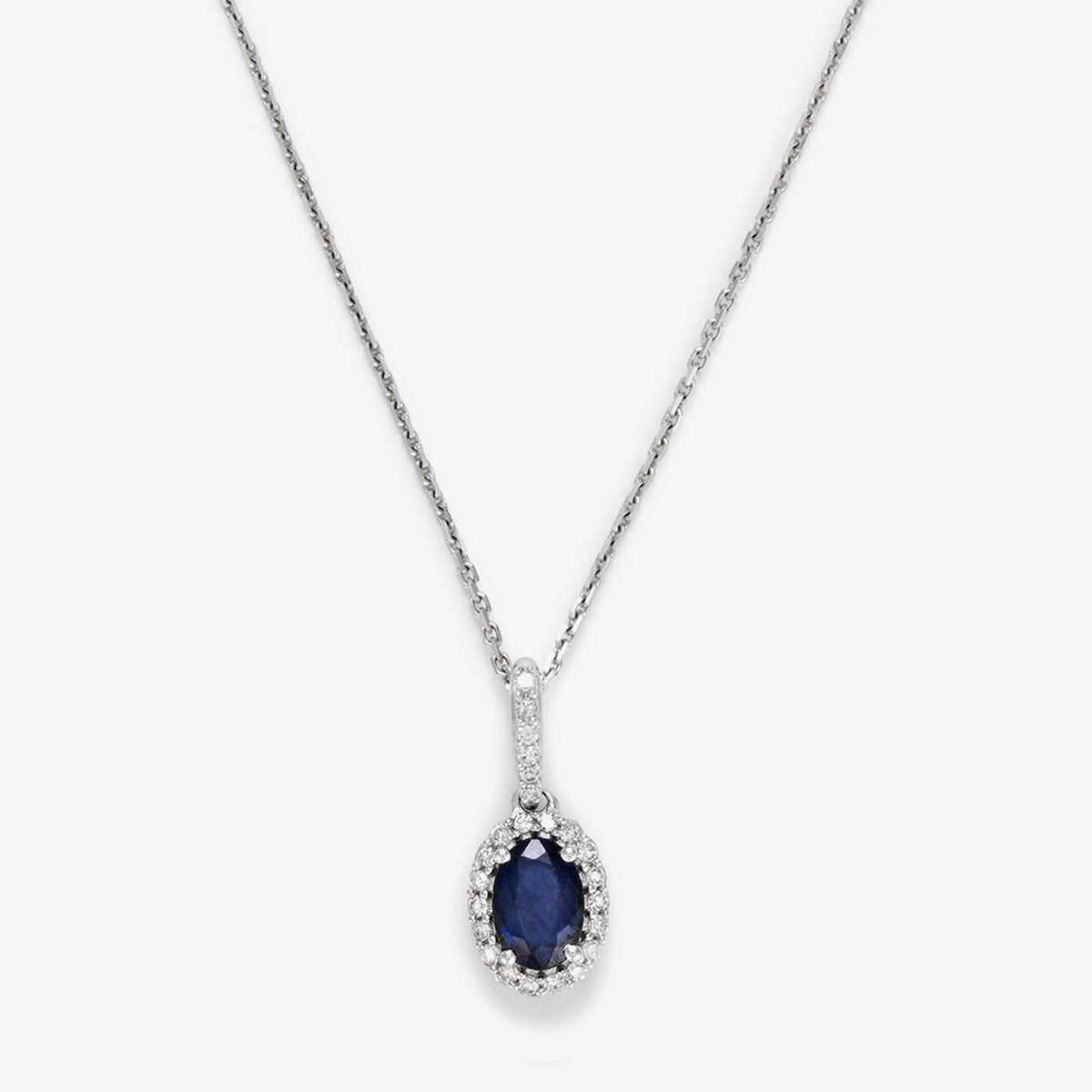 "Courtesy" Pendant, Diamond 0.09/24, Sapphire 0.6 - White Gold