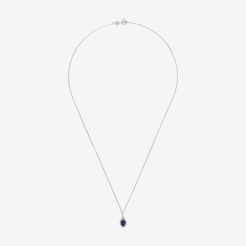 "Courtesy" Pendant, Diamond 0.09/24, Sapphire 0.6 - White Gold