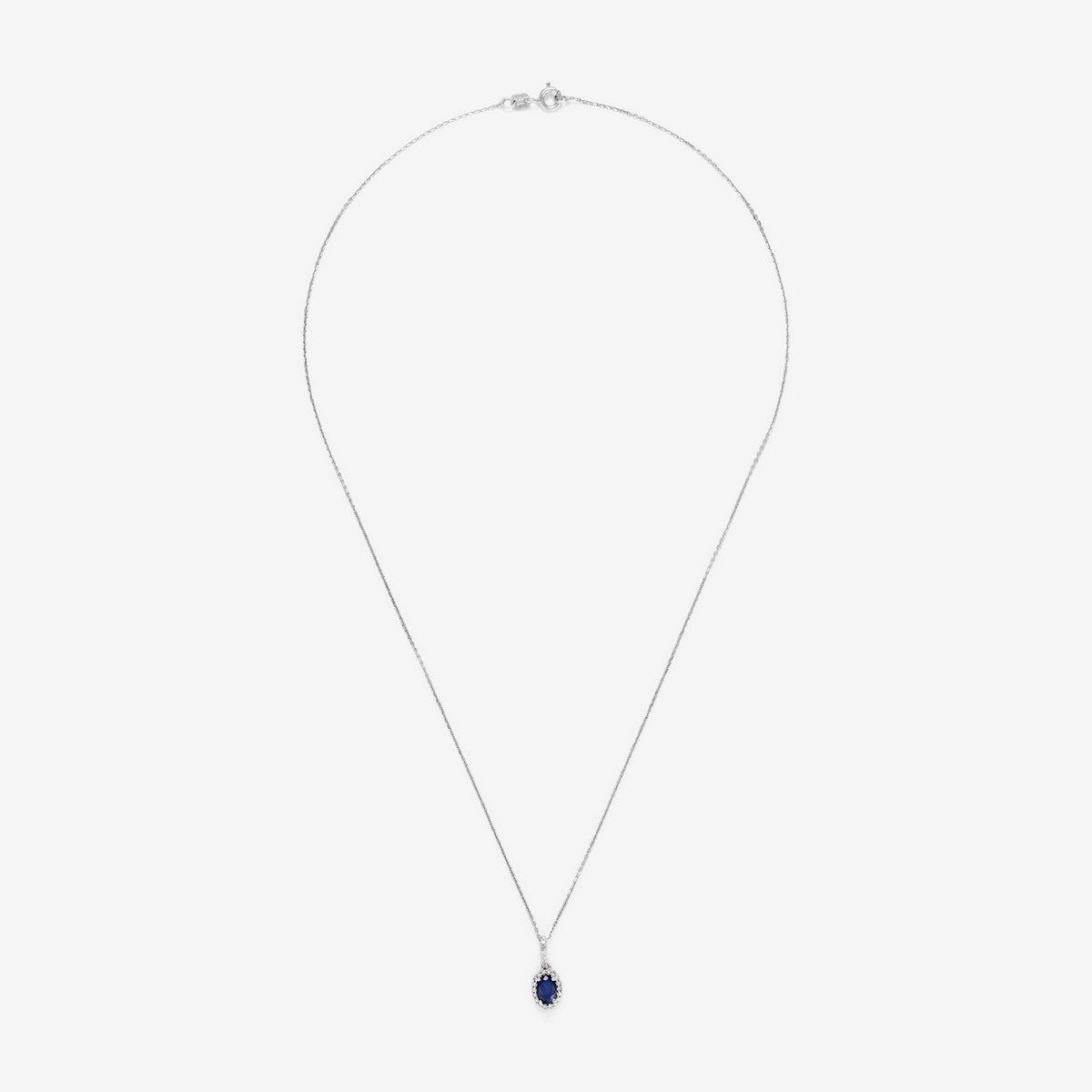 "Courtesy" Pendant, Diamond 0.09/24, Sapphire 0.6 - White Gold