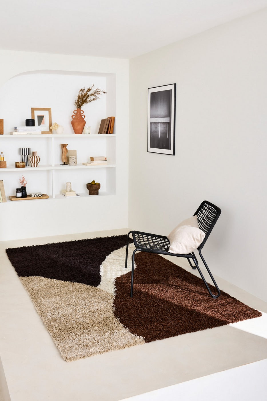 Palermo Shaggy Rug 1060 - Geometric Pattern - Brown - Indoor