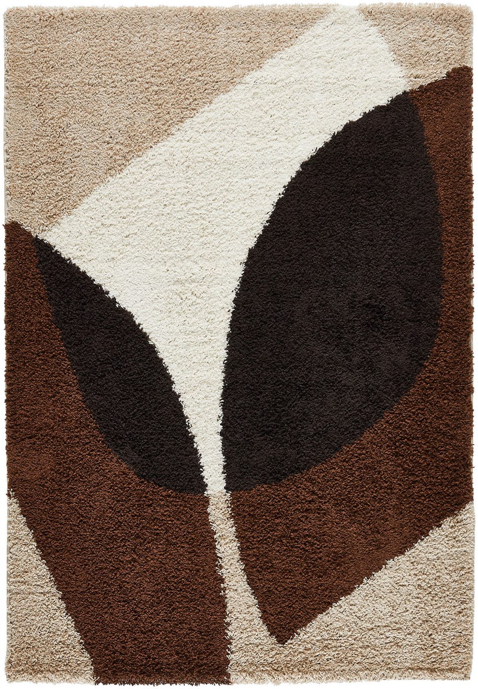 Palermo Shaggy Rug 1061 - Geometric Pattern - Brown - Indoor
