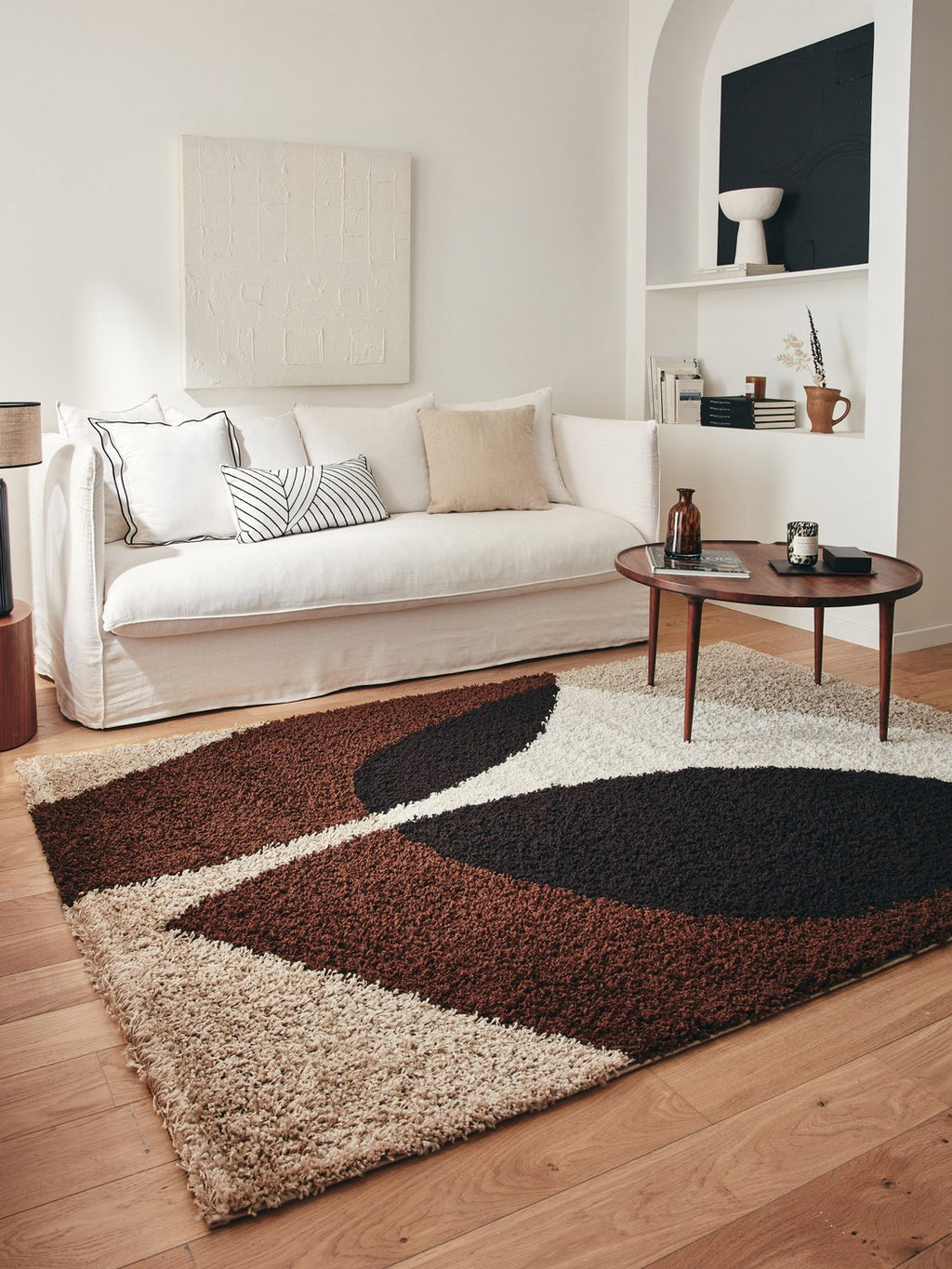 Palermo Shaggy Rug 1061 - Geometric Pattern - Brown - Indoor