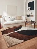 Palermo Shaggy Rug 1061 - Geometric Pattern - Brown - Indoor