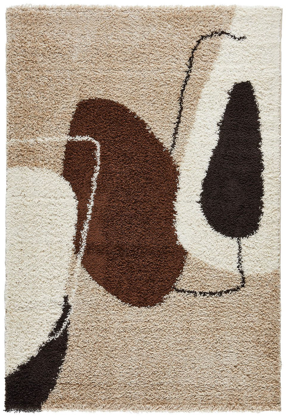Palermo Shaggy Rug 1062 - Geometric Pattern - Brown - Indoor