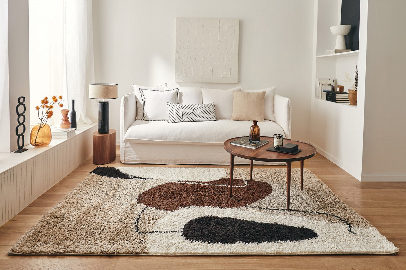 Palermo Shaggy Rug 1062 - Geometric Pattern - Brown - Indoor