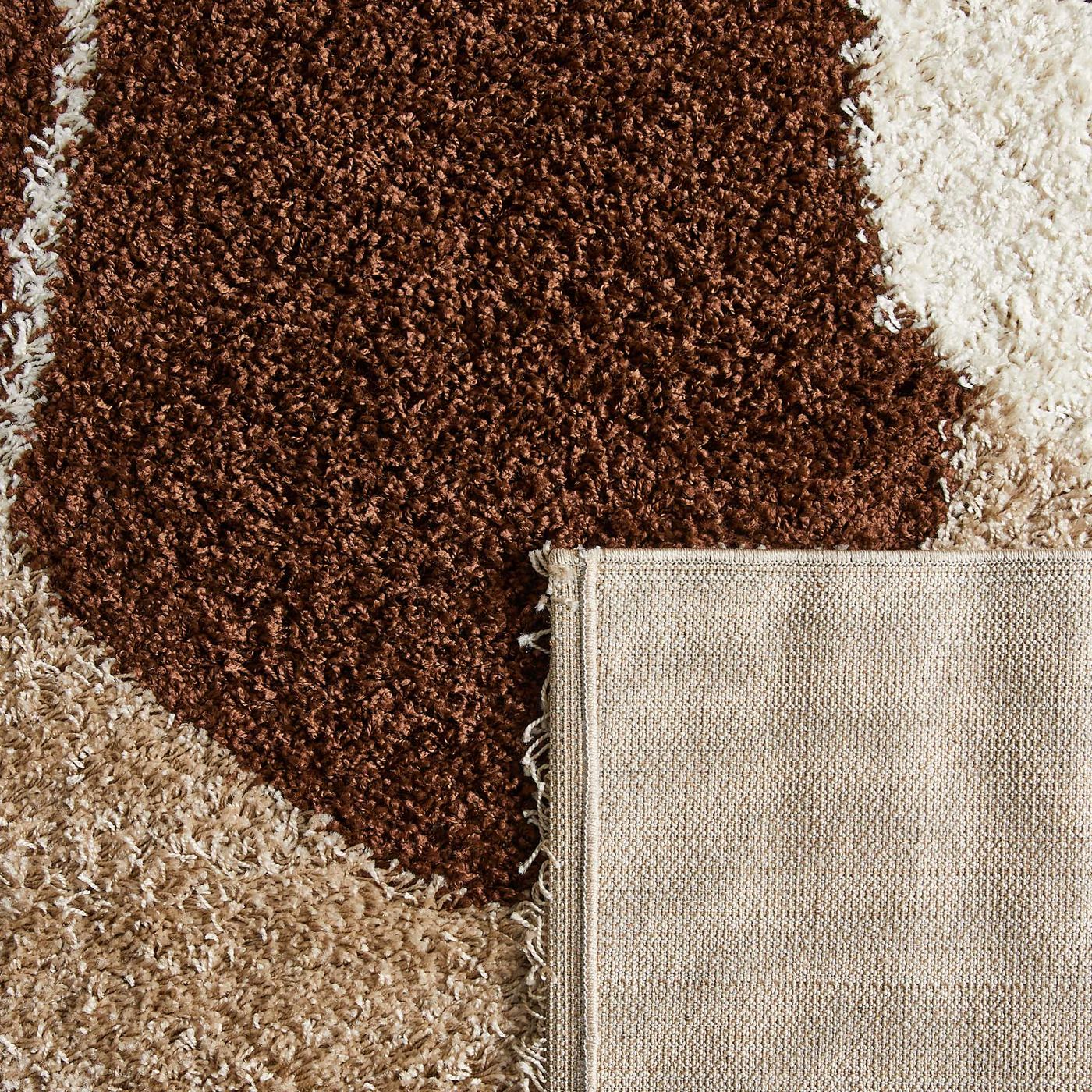 Palermo Shaggy Rug 1062 - Geometric Pattern - Brown - Indoor