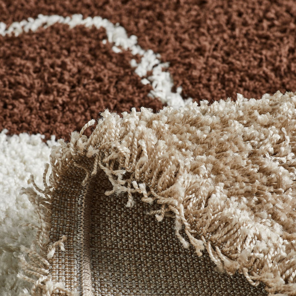 Palermo Shaggy Rug 1062 - Geometric Pattern - Brown - Indoor