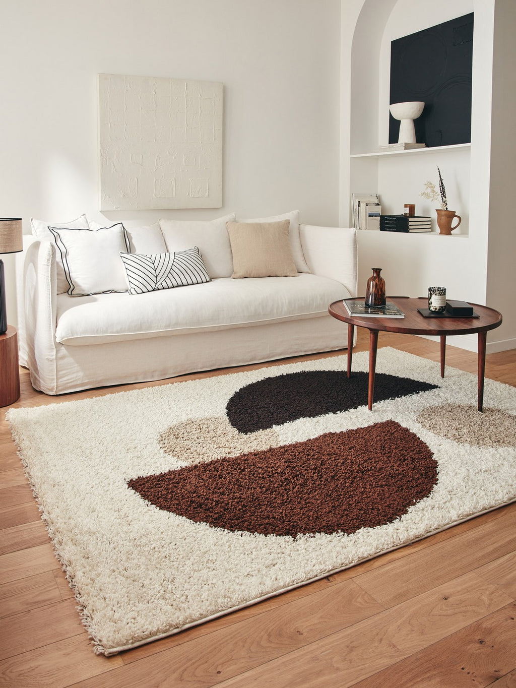 Palermo Shaggy Rug 1064 - Geometric Pattern - Brown - Indoor