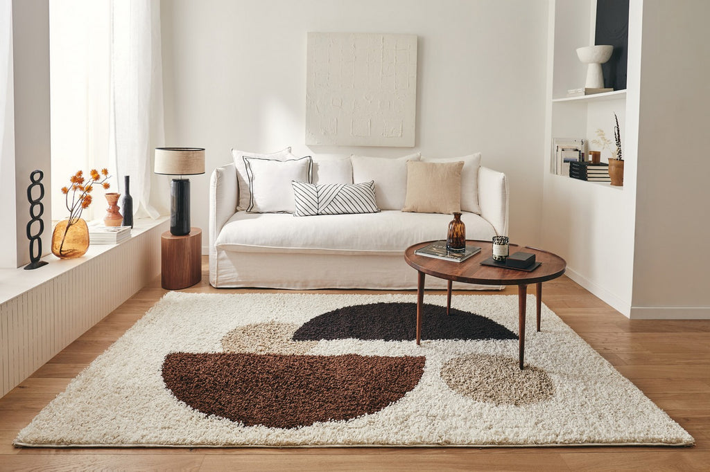 Palermo Shaggy Rug 1064 - Geometric Pattern - Brown - Indoor