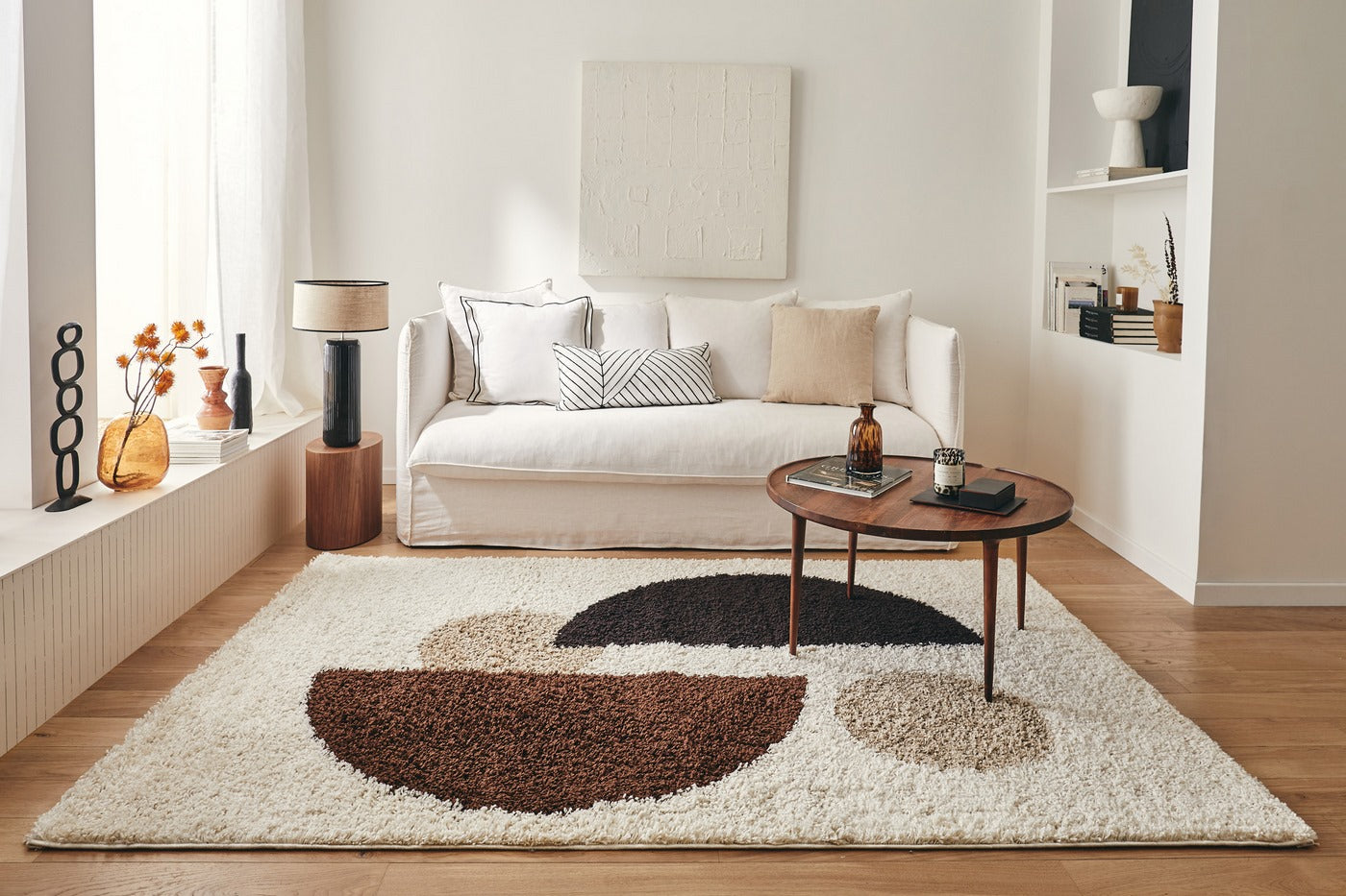 Palermo Shaggy Rug 1064 - Geometric Pattern - Brown - Indoor