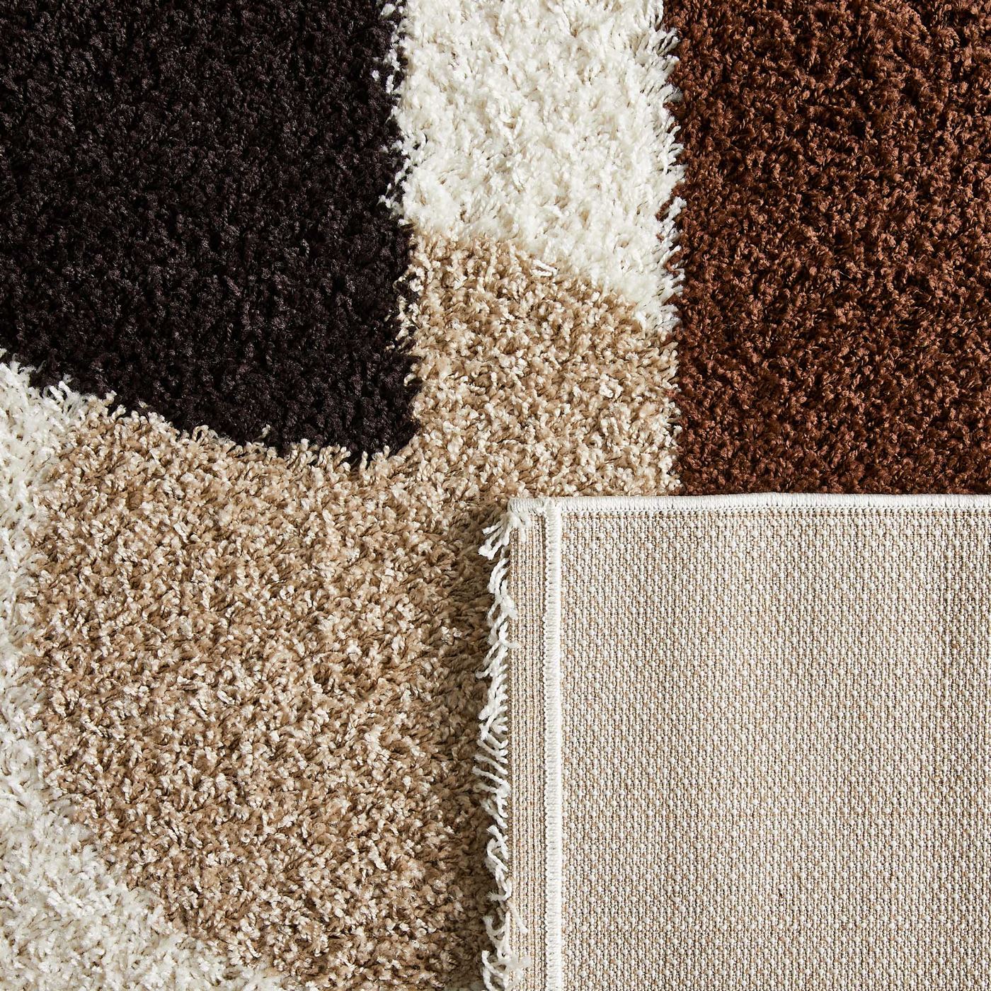Palermo Shaggy Rug 1064 - Geometric Pattern - Brown - Indoor
