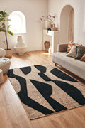 Natural rug with black relief pattern: PAL9489NOI PALMA