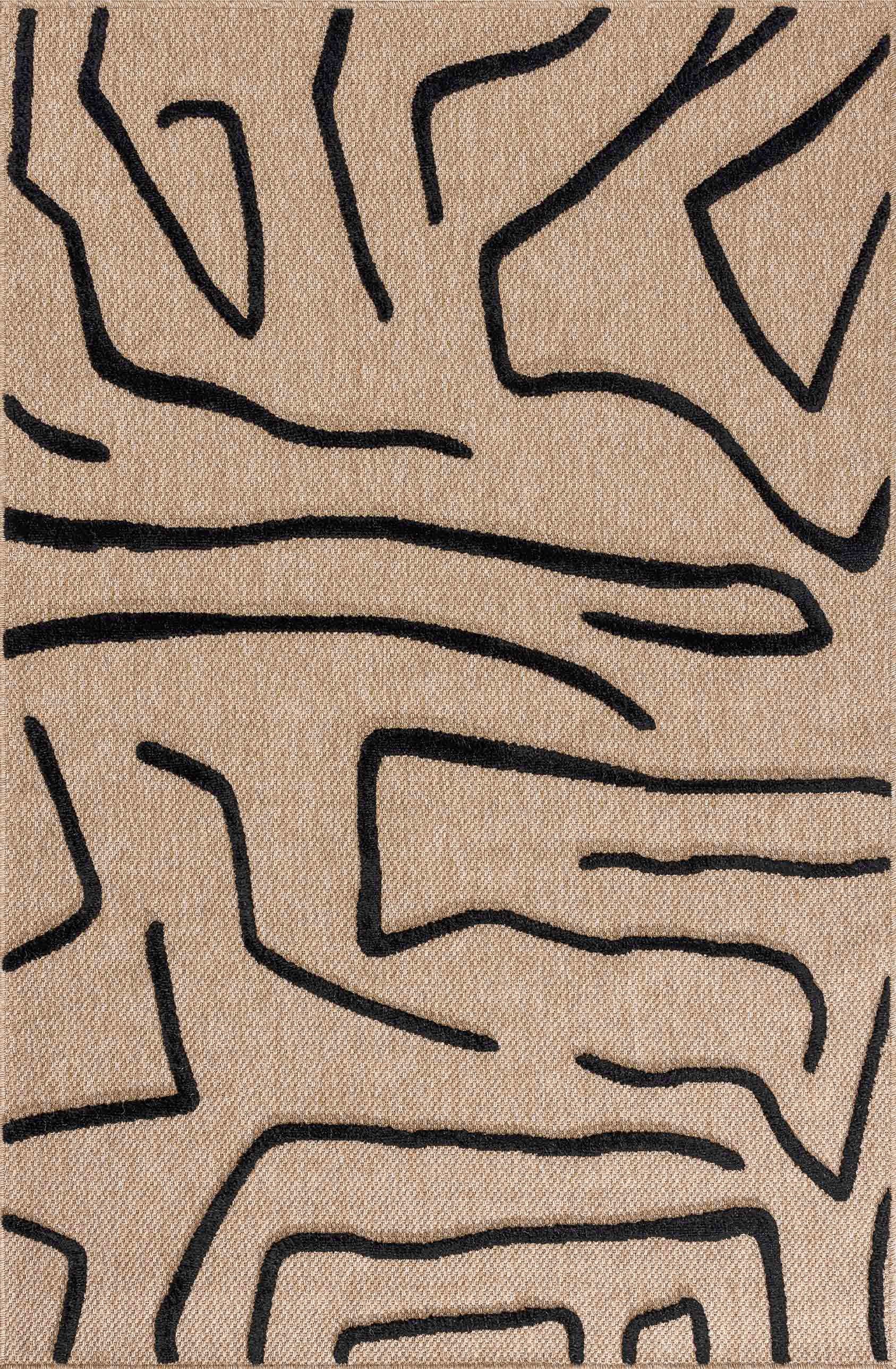 Palma Rug 9490 - Graphic Pattern - Black - Indoor