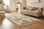 Rustic rug with beige relief pattern: PAL9491BLA PALMA