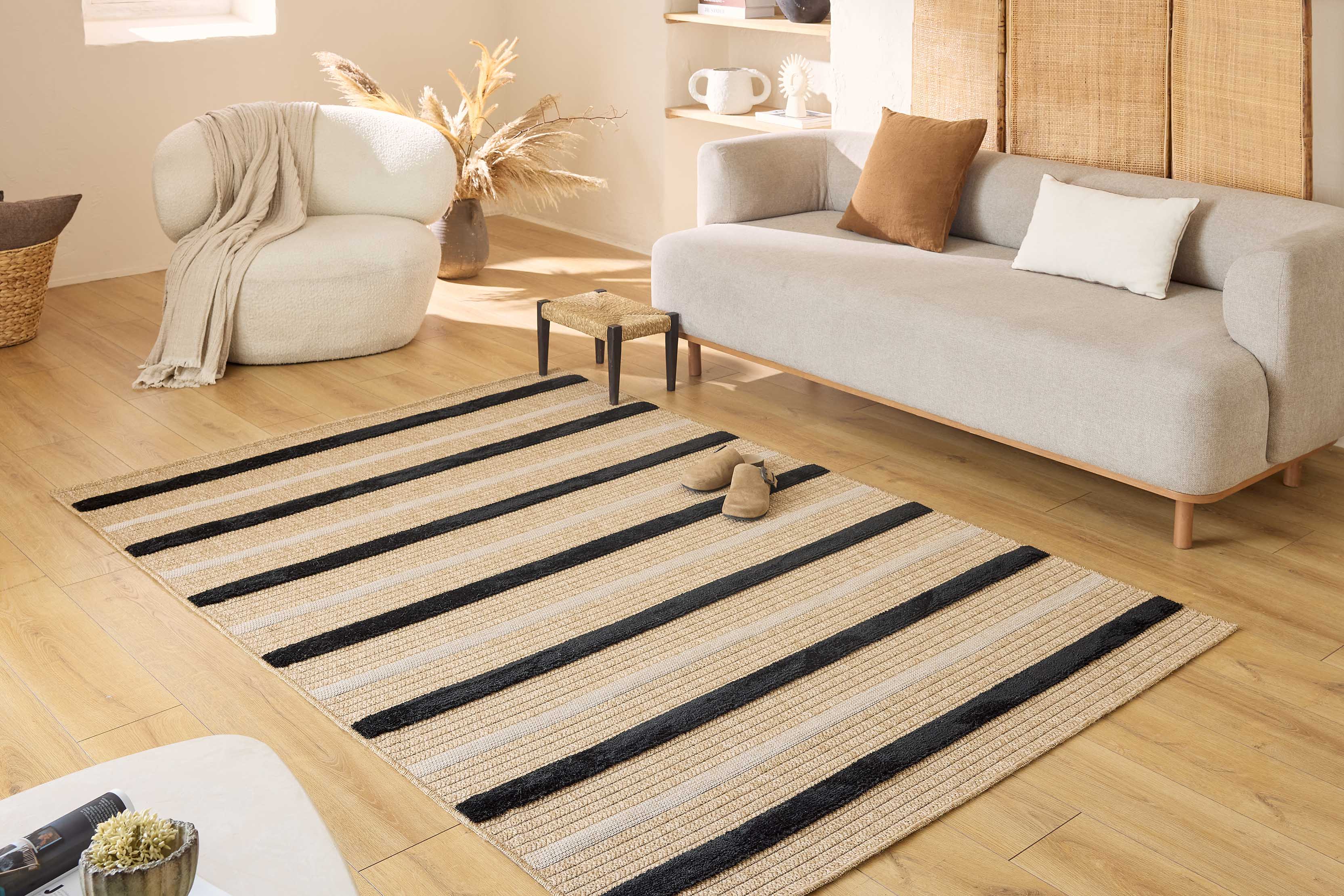 Alfombra aspecto yute - Palma - Borde de damero (Copia) PALMA