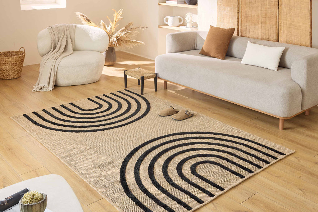 Jute look rug - Palma - PALMA arc-circle pattern