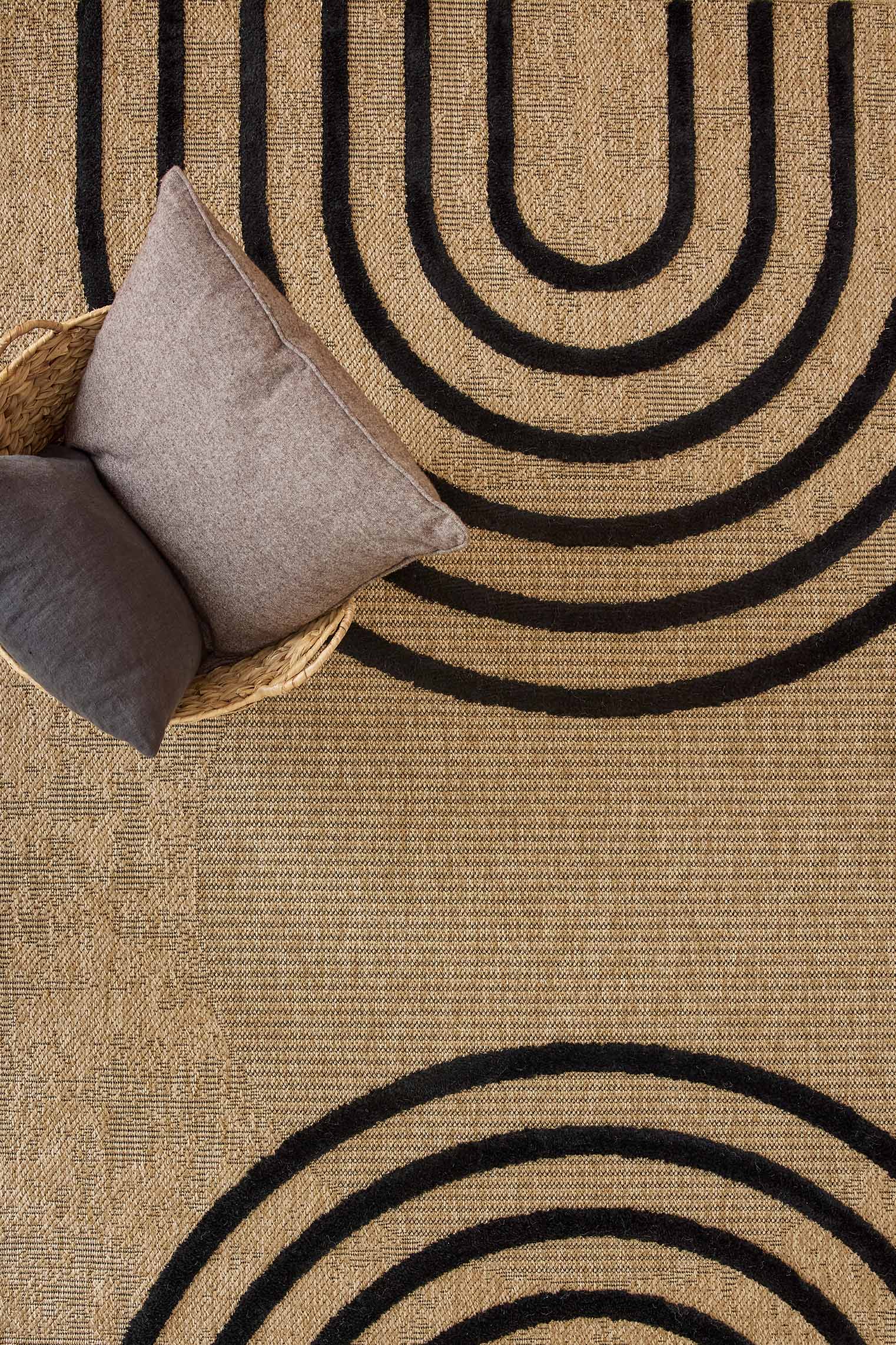 Jute look rug - Palma - PALMA arc-circle pattern