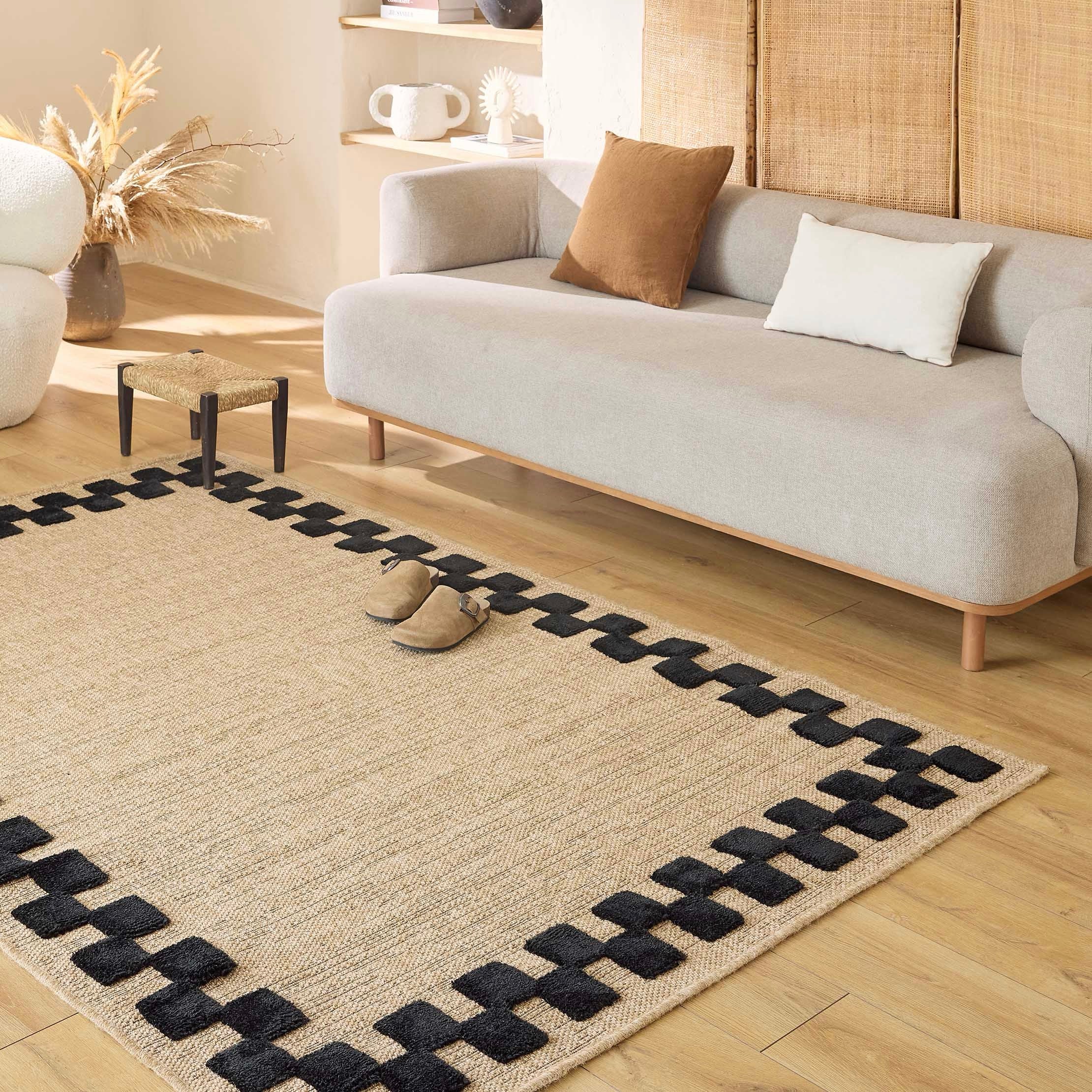 Alfombra Palma 9496 - Estampado Gráfico - Negro - Interior